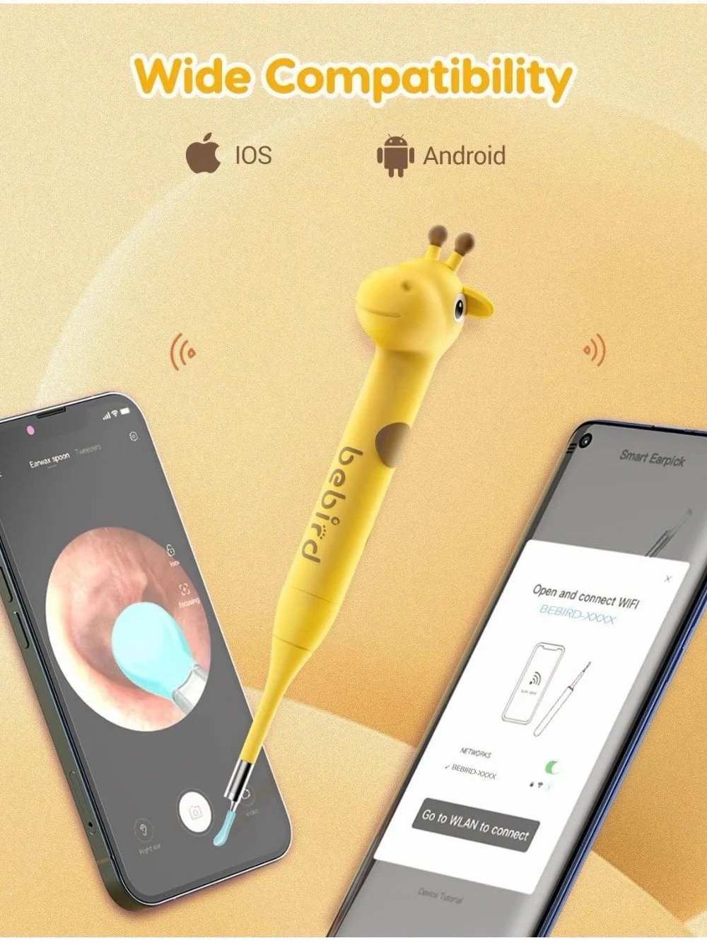 BEBIRD D3 PRO Giraffe Visual Ear Cleaning Tool - Yellow